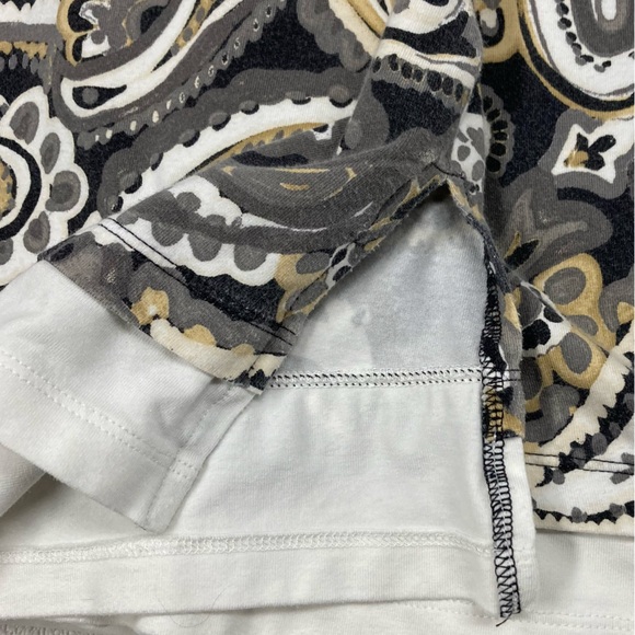 Isaac Mizrahi Live! Top 2XL Paisley Print in Tan, Gray and White layered look - Picture 3 of 8